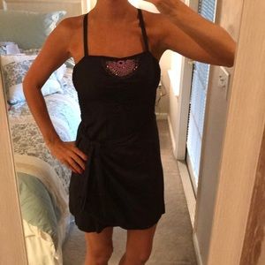 Black, wrap tie dress